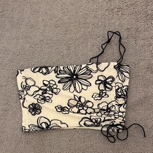 Cider Cream and Black Floral Top